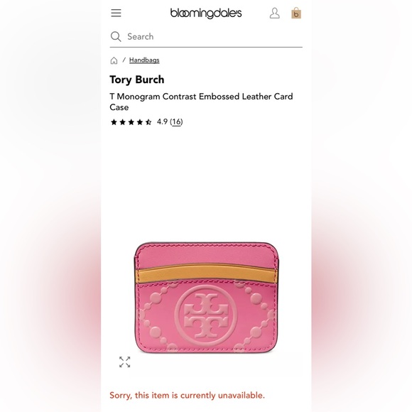 Tory Burch TT Monogram Contrast Embossed Leather Card Case- sold out online! - Picture 3 of 3